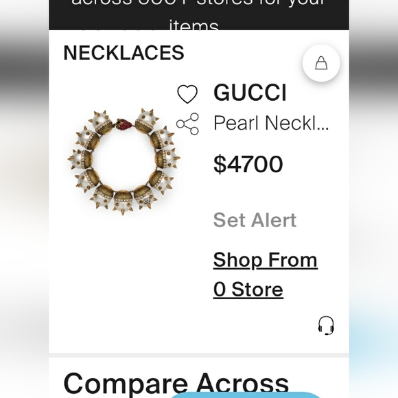 GUCCI'S Metallic Spiked Embellished Pearl Necklace - Picture 10 of 10